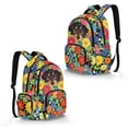 thumbnail image 2 of SEANATIVE Children's Backpack Stylish School Bag Book Bag with Laptop Compartment, Side Pockets, for Kindergarten Elementary Middle School, Dachshund Dog Colorful Floral Daisy, 2 of 7