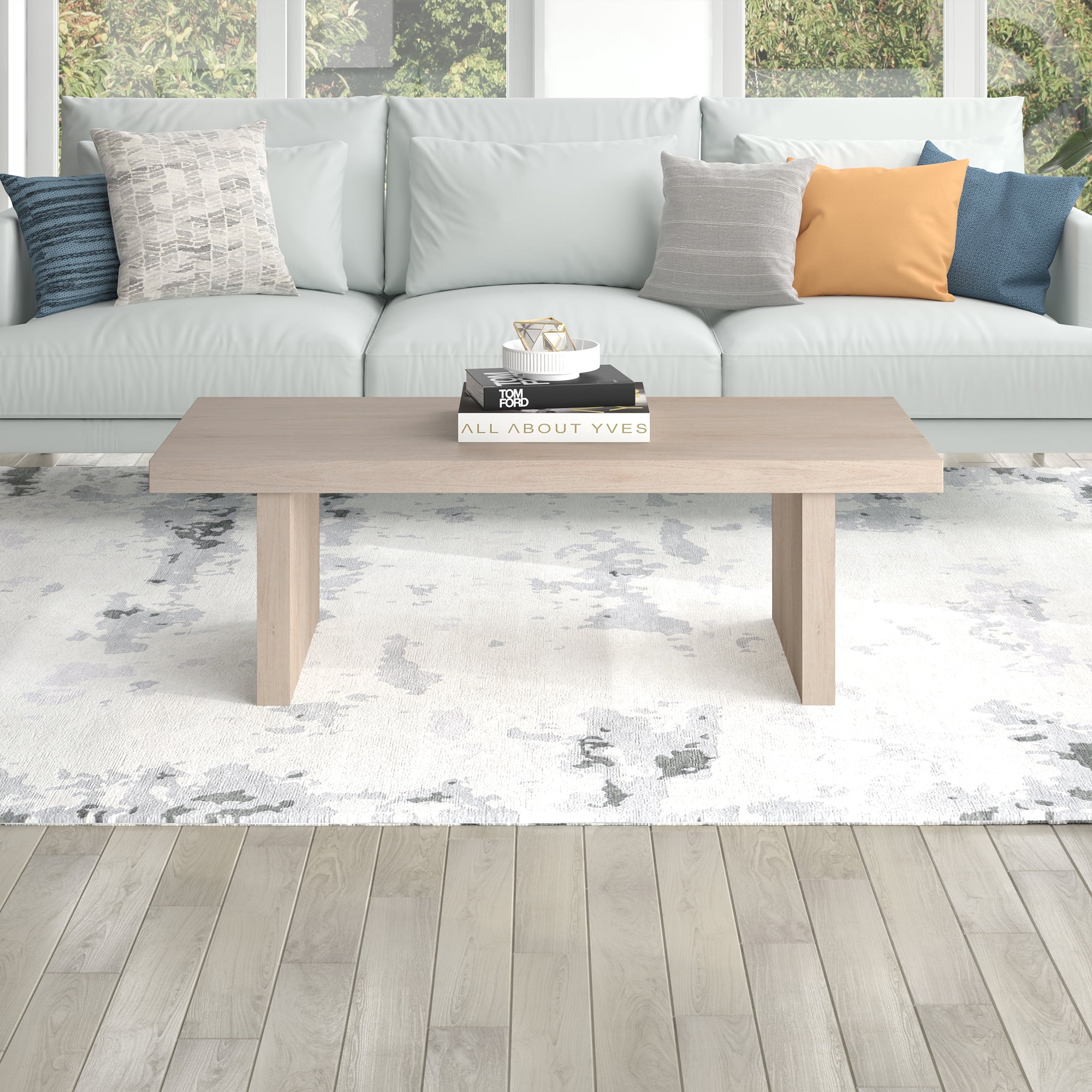 Evelyn&Zoe Modern/Contemporary 48" Wide Alder White Coffee Table