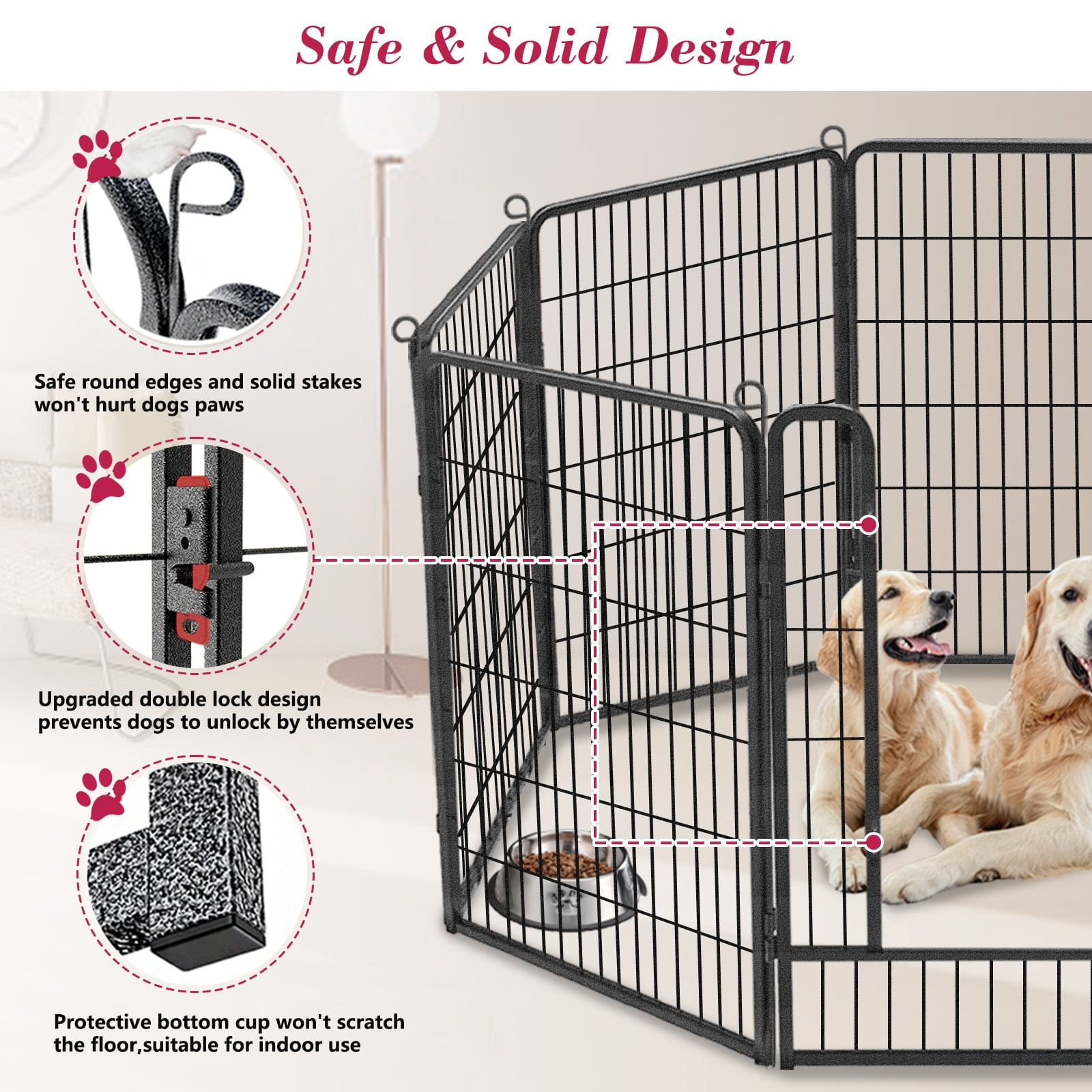 Jhsomdr Dog Playpen 20 Panels 40" Height Pet Dog Fence Metal Outdoor Dog Exercise Pen with Doors