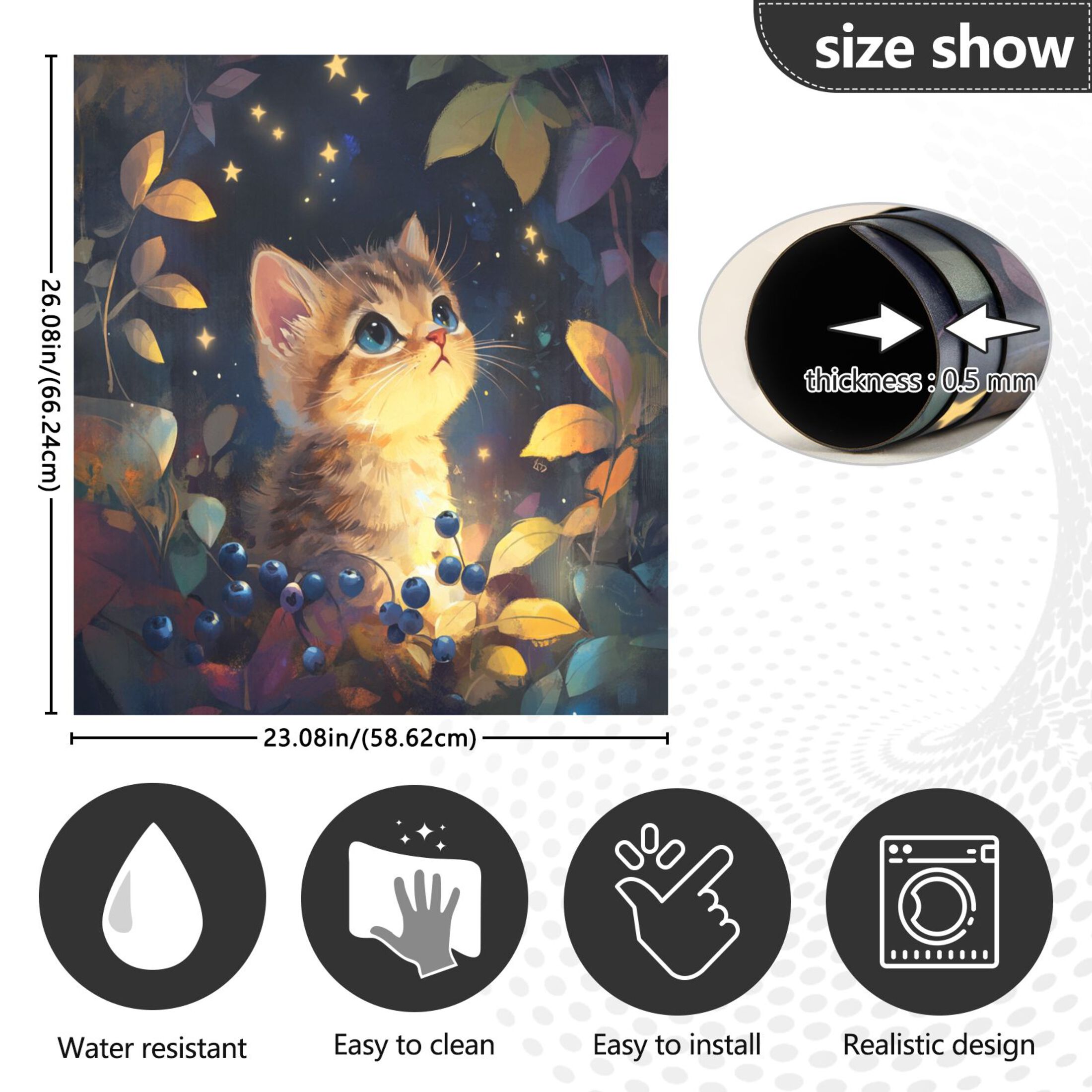 Dishwasher Magnetic Sticker 23x26 Inch Refrigerator Magnetic Sticker Washing Machine Magnetic Sticker Kitchen Panel Magnetic Sticker Home Decor Yellow Cute Cat