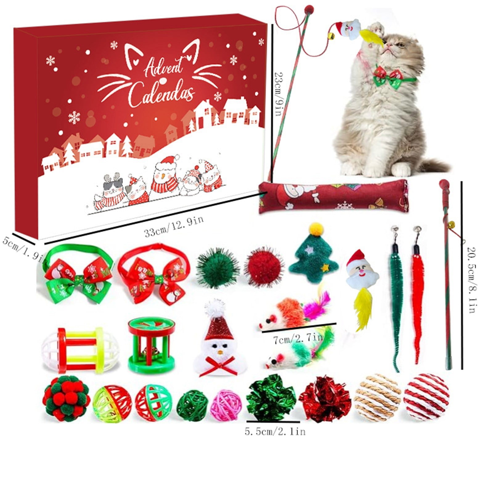 SugarBloom Pet Toys for Cats: Wool Balls with Bells - Self-Entertainment Cat Toys, Christmas Blind Box Assortment for Indoor Play & Fun,