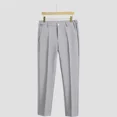 thumbnail image 4 of Pantalones de traje para hombre de seda de hielo con diseño de sastrería social, pantalones de negocios recortados de 9 pulgadas para hombre, tela china para hombre, antiarrugas, estilo vintage, 4 of 5