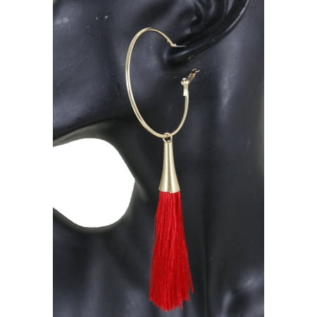 Red Flower Earrings - Ew Women Gold Metal Flower Charm Fashion Jewelry Earrings Set Red Fringes Tassels