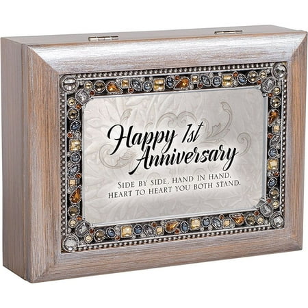 - Cottage Garden JM338GB Happy 1st Anniversary Jeweled Pewter Colored Keepsake Music Box plays You Light Up My Life