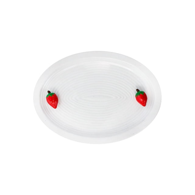 Plato Ovalado Galerias El Triunfo De Porcelana Blanco Diseño Con Figura De Fresa Roja