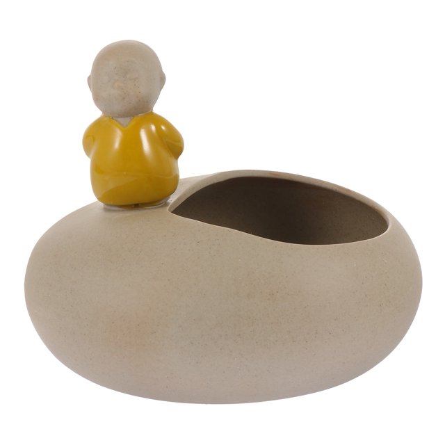 EeaseMX 1 maceta verde con diseño de monje pequeño, maceta para suculentas, suministros de jardinería