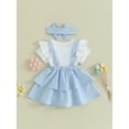 thumbnail image 4 of Bagilaanoe 3Pcs Newborn Baby Girls Overalls Dress Set Short Sleeve Romper Tops + Suspender Skirt + Headband 3M 6M 12M 18M 24M Infant Casual Clothes, 4 of 9