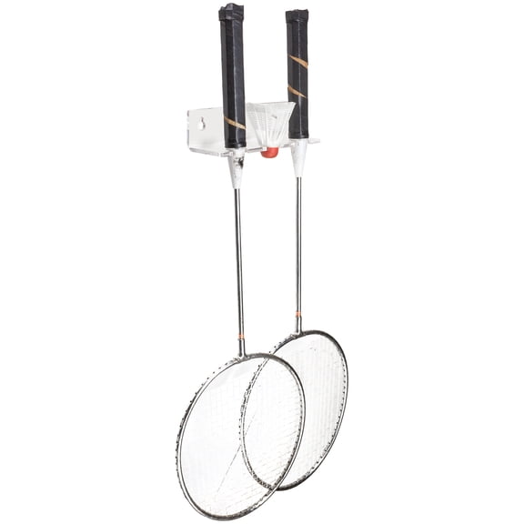 Clear Acrylic Wall Mounted Floating Shelf Bracket for 3 Badminton Racquets or Shuttlecocks (A066)