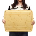 thumbnail image 1 of 20x15 in extra-grande organic bamboo cutting board para kitchen meal prep, serving, chopping turkey, meat, veggies & bbq, 1 of 7