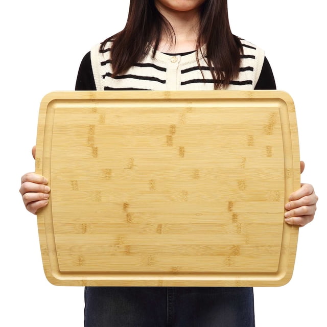 20x15 in extra-grande organic bamboo cutting board para kitchen meal prep, serving, chopping turkey, meat, veggies & bbq