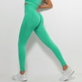 thumbnail image 2 of Pantalones de yoga elásticos de cintura alta para mujer - Leggings opacos con cintura en forma de V y efecto fruncido en los glúteos, 2 of 7
