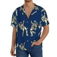 thumbnail image 3 of Disketp Men's Hawaiian Disco party Astronaut Dancing Print Shirts Button Down Holiday Beach Shirts-XX-Large, 3 of 7