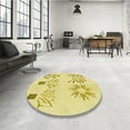 thumbnail image 4 of Ahgly Company Machine Washable Indoor Round Transitional Yellow Area Rugs, 8' Round, 4 of 7