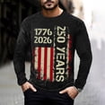 thumbnail image 2 of 250Th Anniversary Usa Shirt Anniversary Graphic T Shirt Commemorative Print Casual Long Sleeve Mens Graphic Tees Black XXXL, 2 of 5