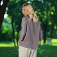 thumbnail image 7 of Breezora Relaxed Fit Womens 3 4 Sleeve Round Neck Blouse Lightweight Printed Top for Everyday Wear XXXL Size Grey, 7 of 7