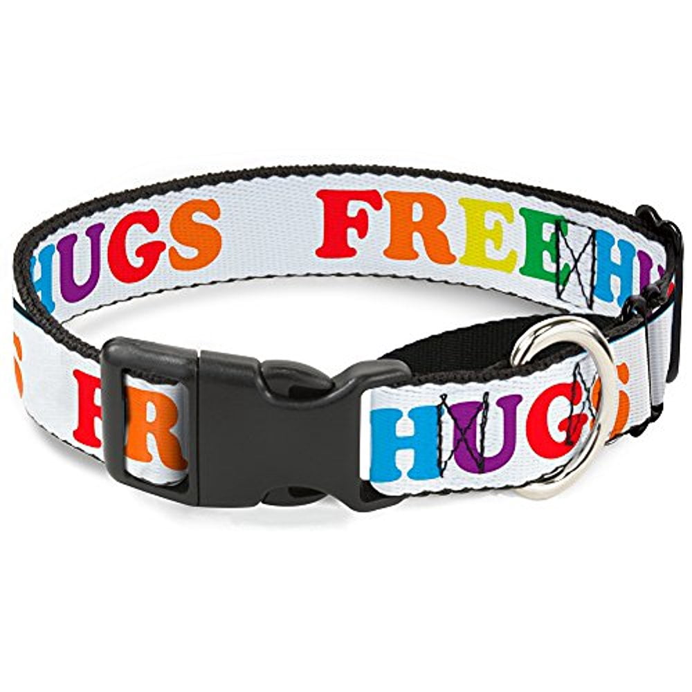 Buckle-Down Free Hugs White Multi Color Martingale Dog Collar
