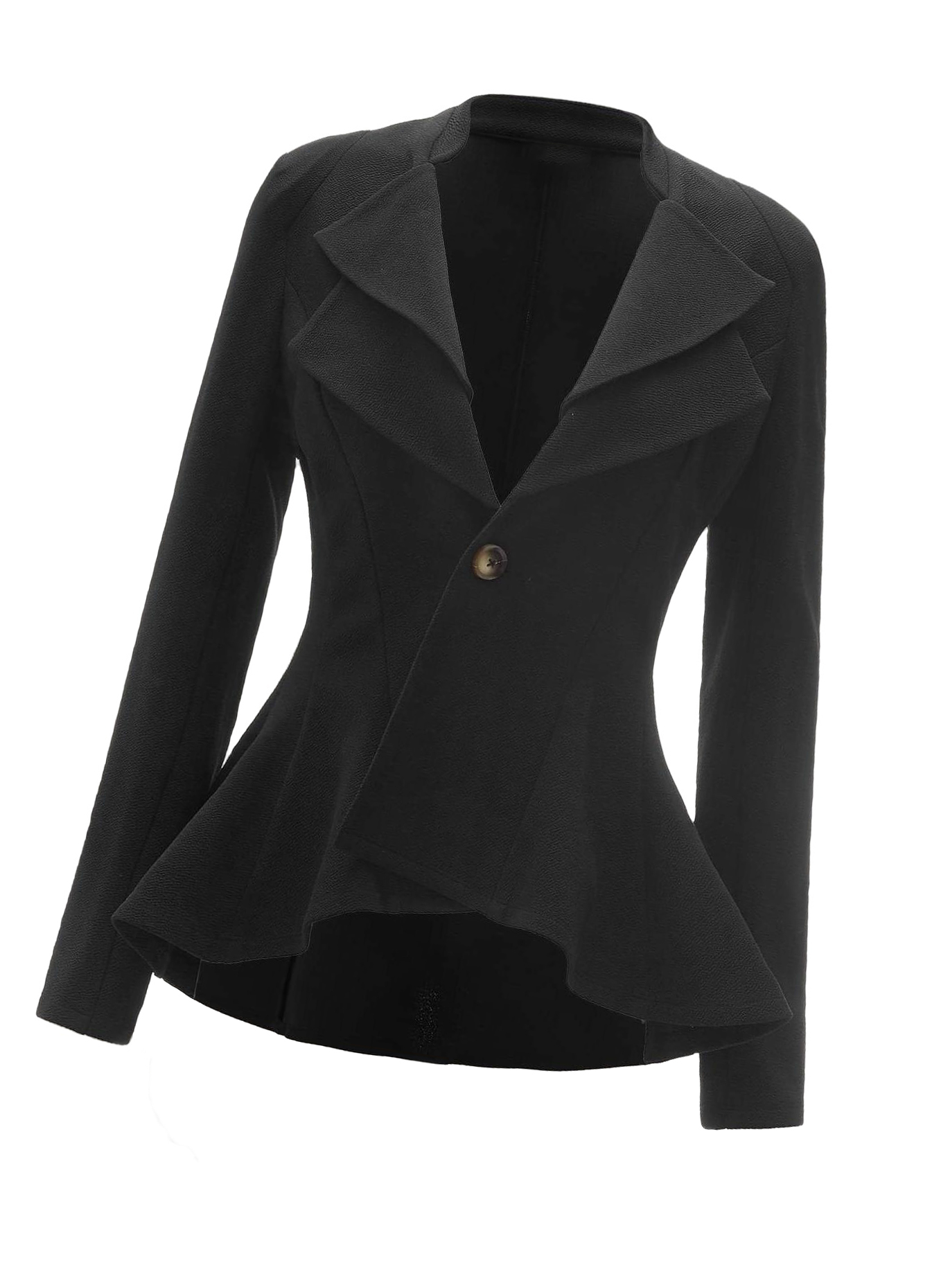 Elegant Collar Regular Long Sleeve Black Plus Size Blazers (Women's