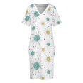 thumbnail image 4 of Vestido de bolsillo suelto con estampado de la era atómica de mediados de siglo con destellos estelares franciscanos, vestido para niñas, vestido para mujeres, ropa de fiesta, 4 of 7