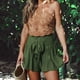 thumbnail image 3 of Culottes sueltos para mujer Pantalones cortos de playa de moda con cintura elástica para el verano (Verde militar S) FLhrweasw Para estrenar, 3 of 8