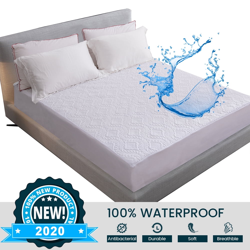 Mattress Encasement Protector Waterproof Bed Bug Proof Polyester Deep Pocket Pad 