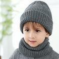 thumbnail image 6 of Boys Winter Hat Winter Knit Hat Scarf Set Striped Knit Hat for Boys Girls Solid Toddler Baby Beanie,Dark Gray, 6 of 6