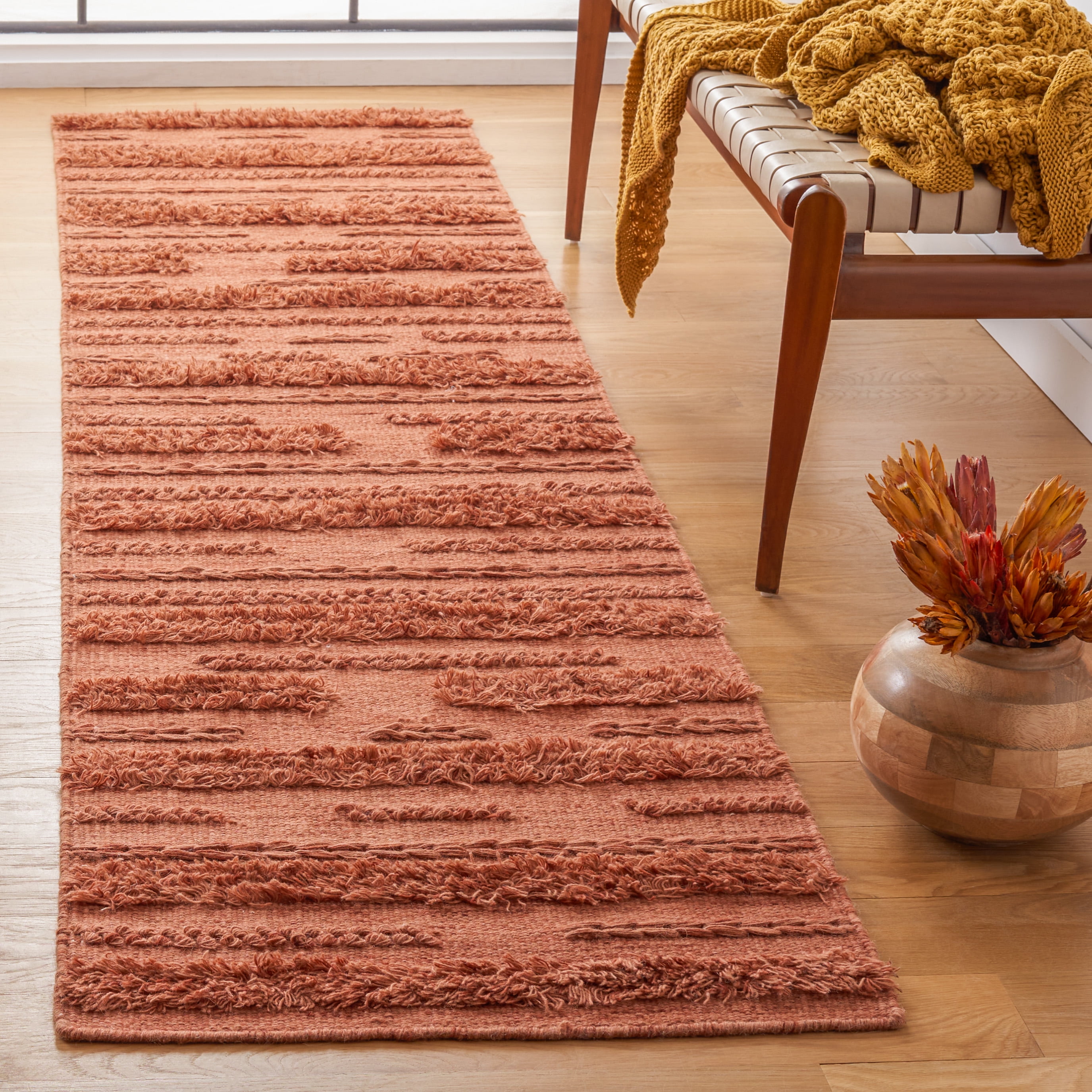 SAFAVIEH Vermont Zavanna Striped Runner Rug, Rust/Orange, 2'3" x 5'