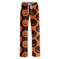 thumbnail image 4 of Halloween Costumes Pajama Pants Women Elastic Waist Halloween Cute Ghost Printed Loose Cotton Plus Size Sleep Pants Orange 3XL, 4 of 6
