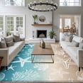 thumbnail image 3 of Teal Ombre Coastal Area Rugs 5'x7', Small Throw Rugs for Laundry Room Playroom, Sea Nautical Summer Beach Starfish Coral Indoor Outdoor Rug Non-Slip Low Pile Carpet Runner Reversible Floor Mats, 3 of 8