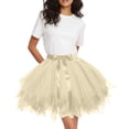 thumbnail image 2 of XIAOCHA Summer Fluffy Mini Skirt for Women Satin Bow Waist Solid Party Layered Tulle Flare Skirt, 2 of 4