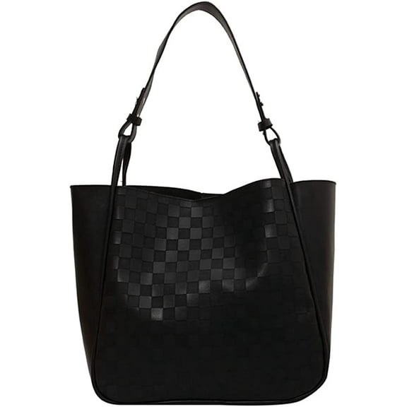 CoCopeaunt Women Fashion Mini Grid Tote Hobo Handbag Shiny Faux Leather Shoulder Bag Purse