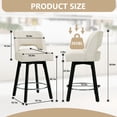 thumbnail image 2 of CRERIYO 360°Swivel Bar Stools Set of 2, Upholstered Linen Kitchen Island Chairs with Low Back, Thick Padded Seat and Circular Footrest, Beige, 2 of 8