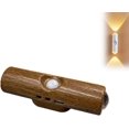 thumbnail image 1 of Rechargeable Smart Led Motion Sensor Ambient Light, Punch-Free Color Changing Motion Sensor Light for Stairs, Rechargeable RGB Led Wall Lamp, for Stairs, Wardrobe, Cabinet (Wood Color,3-Color), 1 of 7