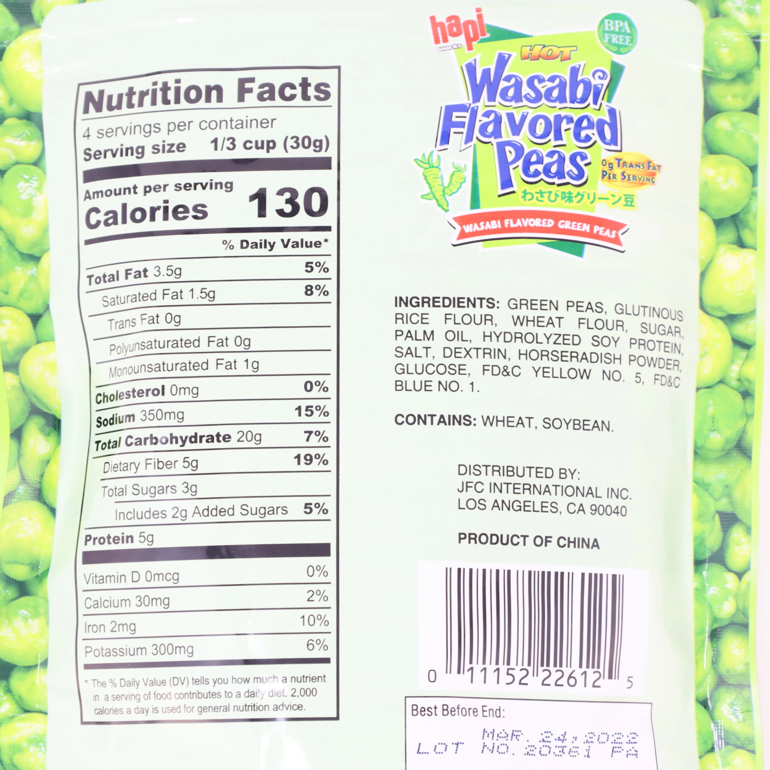 Hapi Wasabi Peas Hot Peas Hapi Hot 4.9 OZ OZ（4個入り） (Pack Wasabi 4.9 of 4) 
