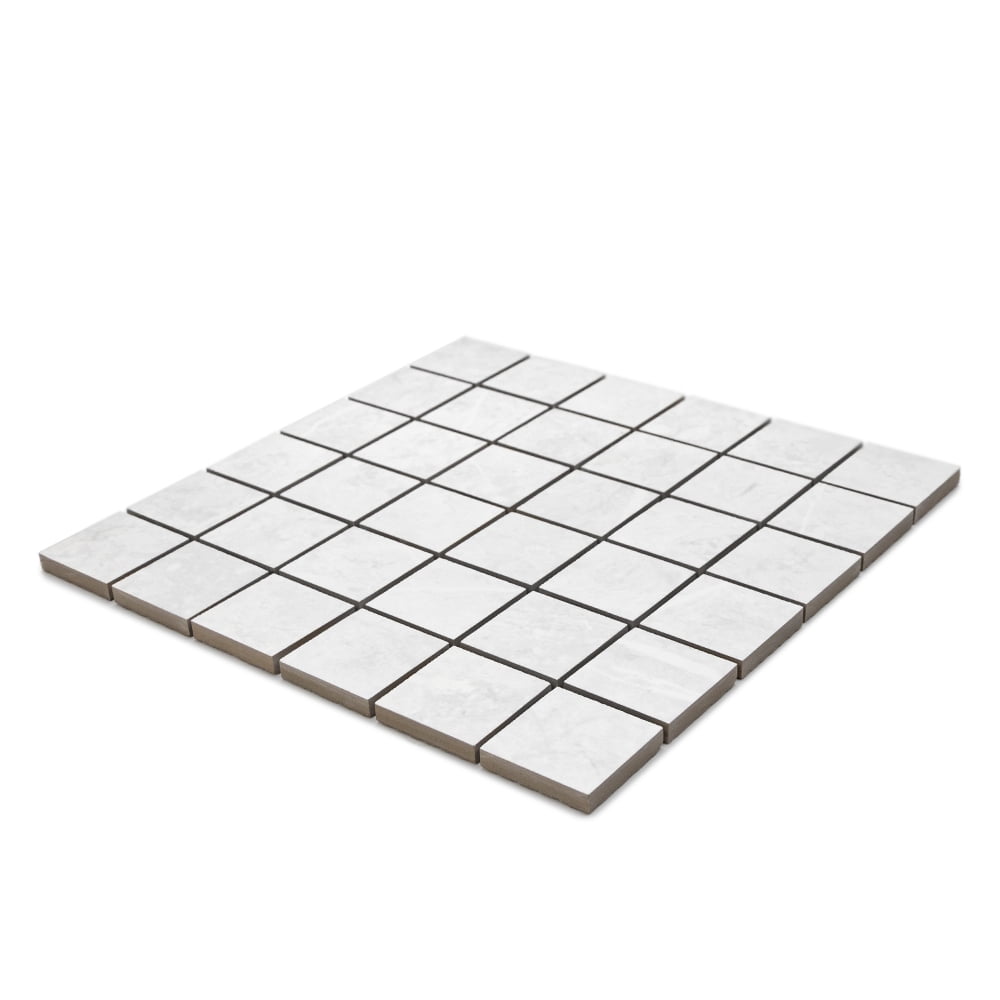 The Tile Life Opera White 4" x 4" Marble Look Matte Porcelain Mosaic Tile Sample, 1 Piece