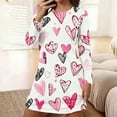 thumbnail image 2 of Nfurl Womens Short Nightgowns Cute Heart Printed Long Sleeve Sleep Dress Soft Sleepwear House Dresses Ladies Nightgown Causal Loungwear White XXL, 2 of 6