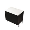 thumbnail image 2 of Bathroom Vanity 30" TURIO Freestanding Carrara White Sintered Stone Countertop and Black Plywood Cabinet with Two Doors, NO Basin, NO Faucet and Sink Cover,Vanity With Sink, 2 of 7