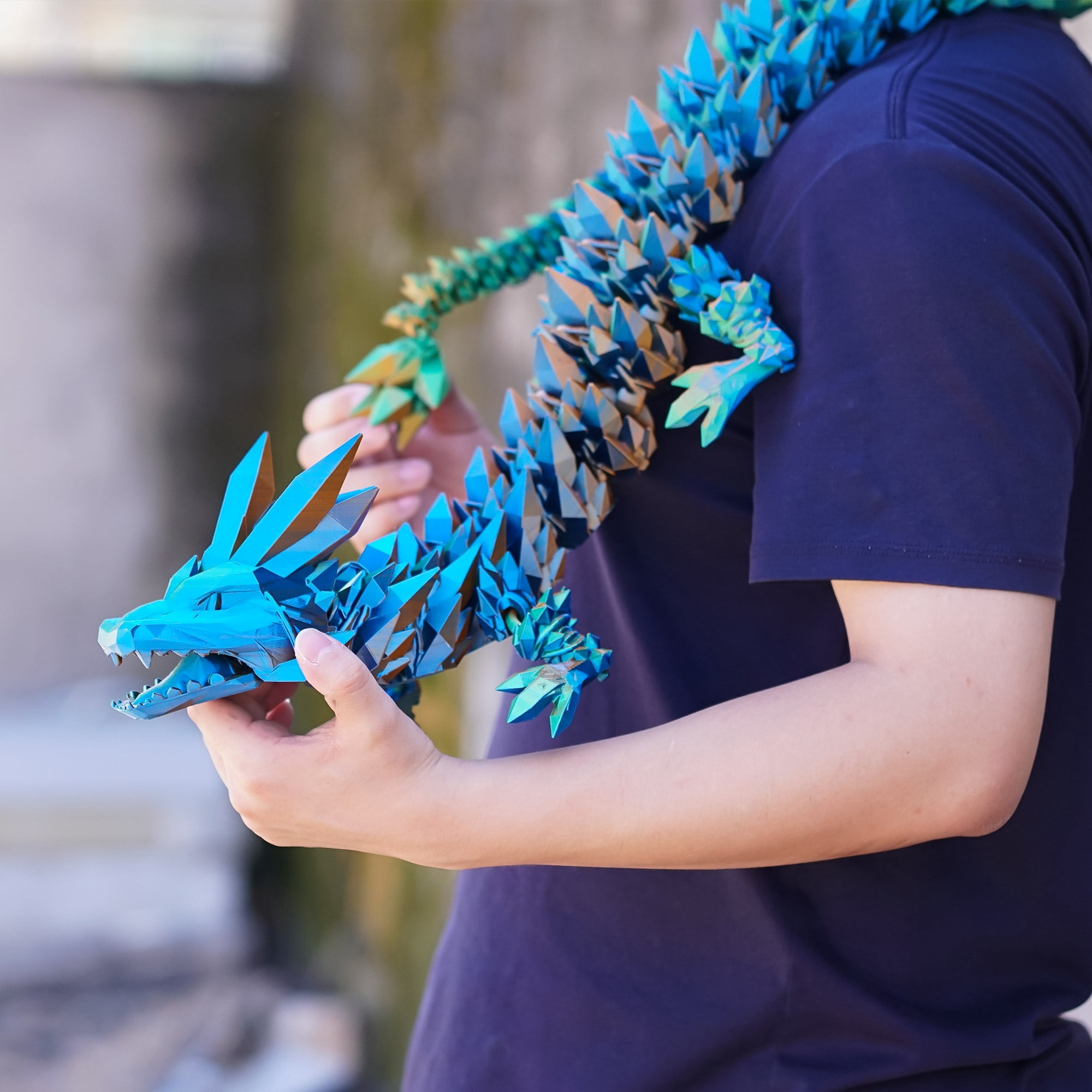 48.82inch 3D Printed Crystal Dragon,Flexible Joint Animal lacertid Figurines,Realistic Eyes, Home Office Decor,Fidget Toy for Adults Teens Boy Festival Gifts