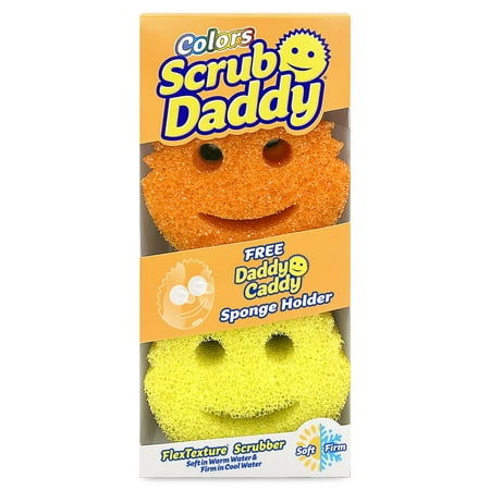 Scrub Daddy Colors 6ct + Daddy Caddy - Scratch-Free Multipurpose Dish Sponge + Sponge Holder - BPA Free & Made with Polymer Foam - Stain & Odor...