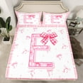 thumbnail image 2 of Feelyou Buffalo Pink Bowknot Queen Sheet Sets for Kids, Initial E Letter Flat Sheet, Kawaii Princess Style Queen Fitted Sheet, Lightweight Room Decor, 4 Pieces, 2 of 7