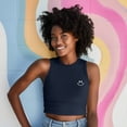 thumbnail image 4 of Dalix Smile Face Rib Crop Muscle Tank Cute Womens in Navy XL X-Large, 4 of 5