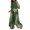 Green, variant on Women V-neck Patchwork Printed Top And Pants Suit Contrasting Color Commuting Set Wide-leg Trousers And Extra-length Top Loose Fit Outfit for Various Occasions