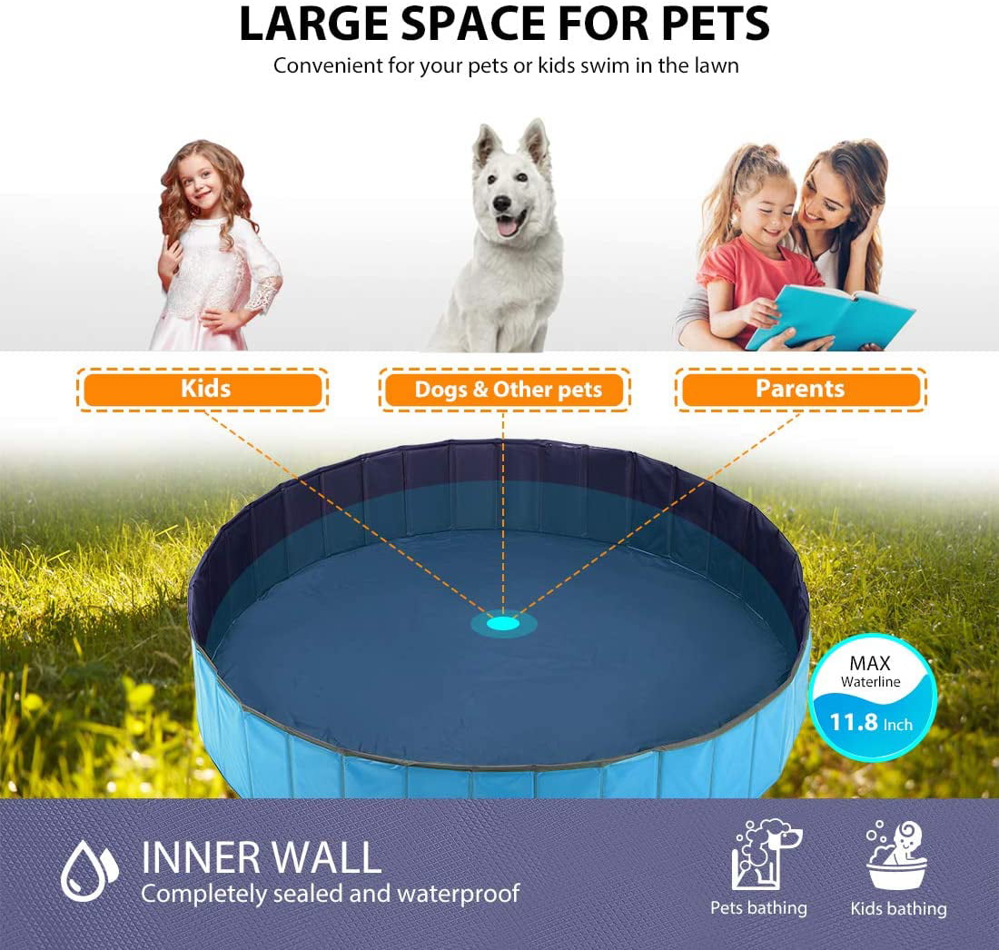 DEStar PVC Foldable Pet Swimming Pool Outdoor Bathtub with Protective Lining