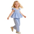 thumbnail image 3 of REDARER Toddler Girls Gingham 2-Piece Outfit, Flutter Sleeve Top & Pants Casual Summer Set,18-24 Months, 3 of 5