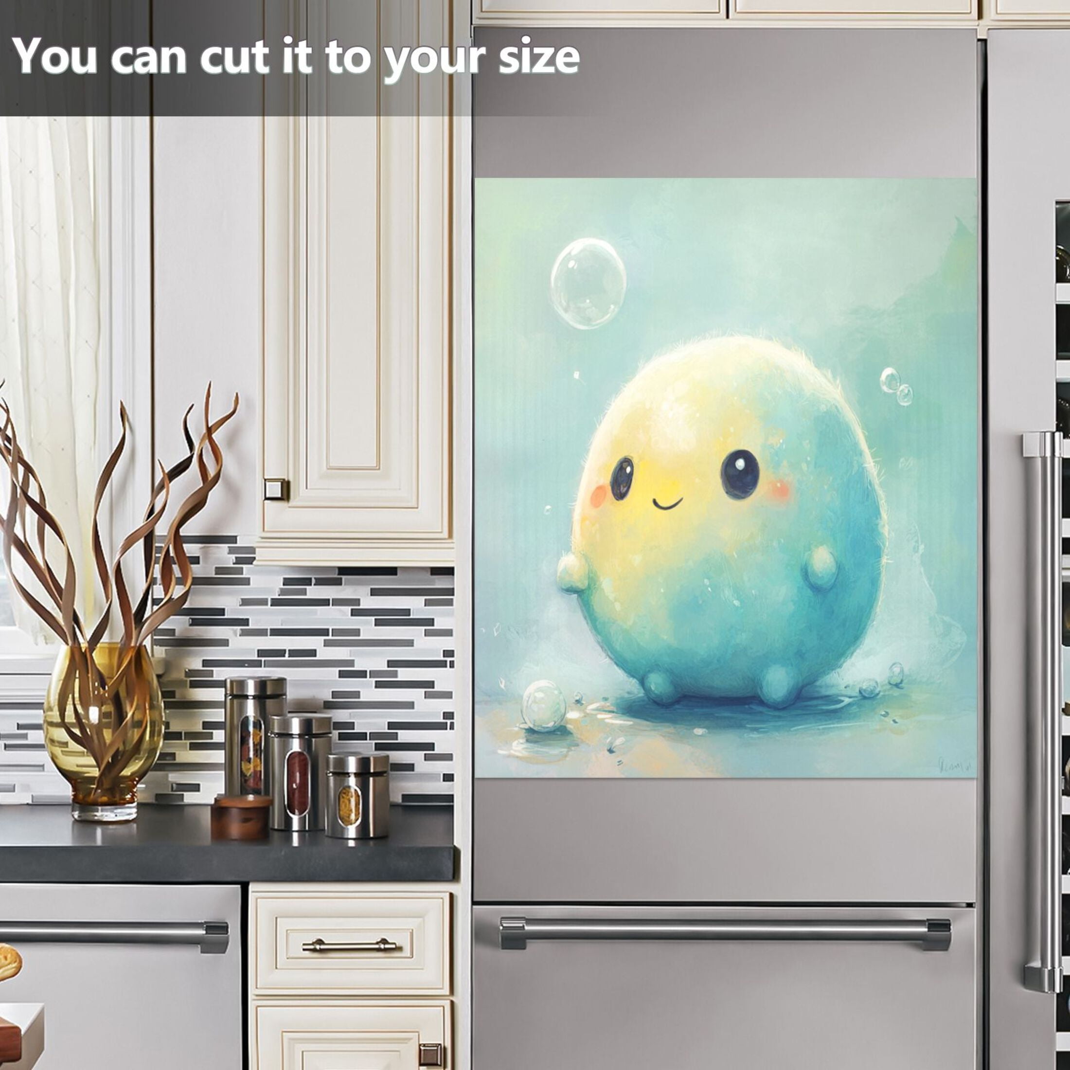 Dishwasher Magnetic Sticker 23x26 Inch Refrigerator Magnetic Sticker Washing Machine Magnetic Sticker Kitchen Panel Magnetic Sticker Home Decor Cartoon Beautiful Blue Ball