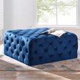 thumbnail image 1 of Belham Square Navy Blue Velvet Tufted Ottoman, 1 of 4