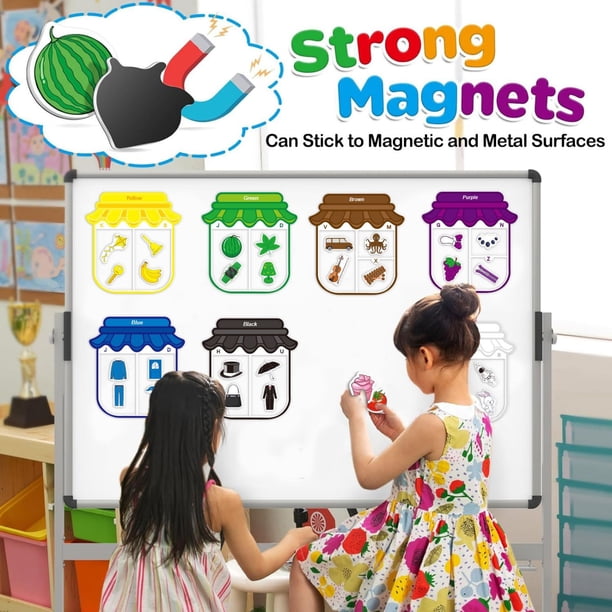 Wmhnj Juguete magntico de aprendizaje del alfabeto con 44 formas y letras para niños. Juego de pegatinas educativas para la nevera.