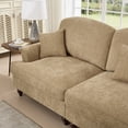 thumbnail image 5 of Newest Elegant Large 3 Seater Sofa Couch,Flared Arms,Removable Ruffles Pleats Skirts,Spindle Legs, Comfy Chenille Three-Seat Sofa for Living Room, Light Coffee, 5 of 13