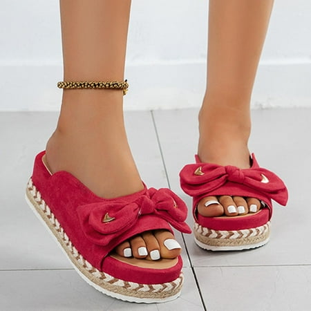 

Njoeus Women Slipper Scuff Slippers For Women Summer Ladies Slippers Thick Soled Sandals Casual Women Shoes Bow Fish Mouth Slippers Woman S Slippers