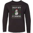 thumbnail image 3 of Inktastic Chillin' with My Snowmies Sweater Style Snowman Long Sleeve Youth T-Shirt, 3 of 5