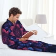 thumbnail image 4 of Wukai Bohemian Vintage Pattern Men's Long-Sleeve Pajama Set - Comfortable Sleepwear with Button-Down Shirt and Pants-Large, 4 of 6